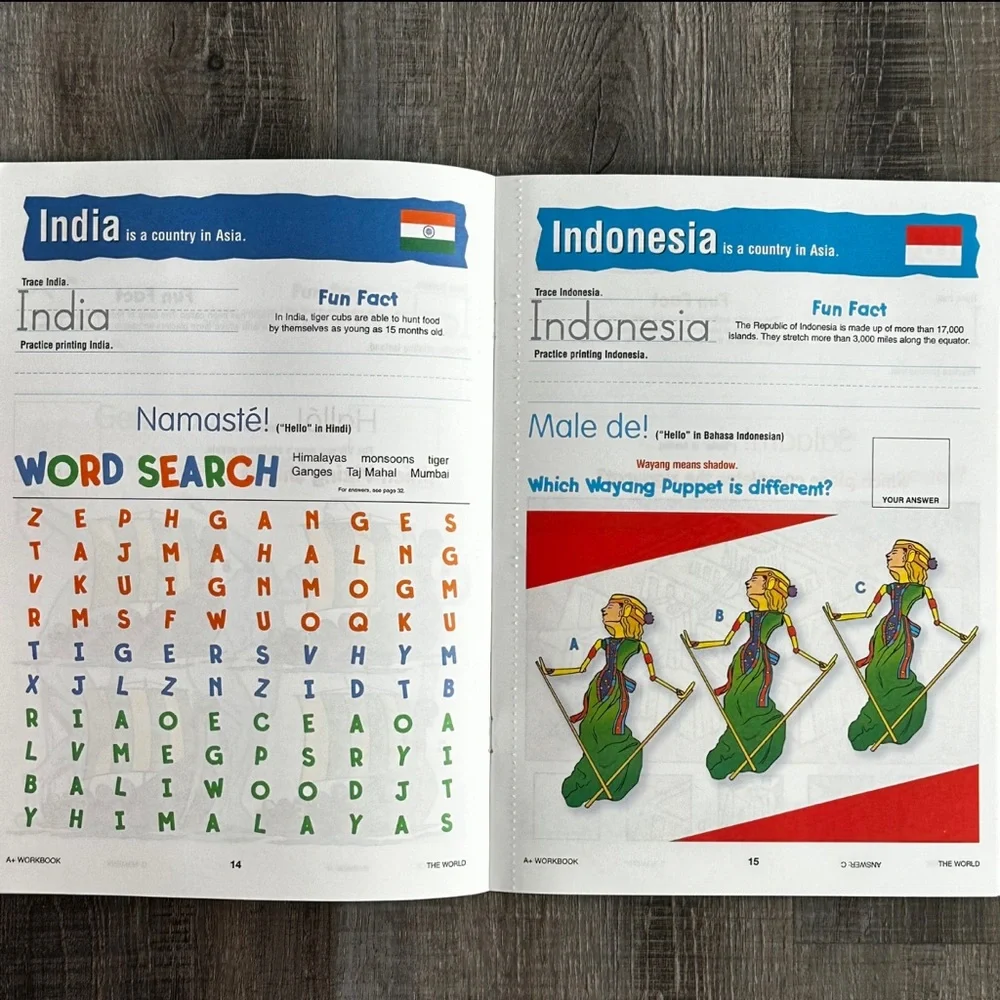 💞 New Kindergarten/1st Grade World Countries Geography Educational Workbook